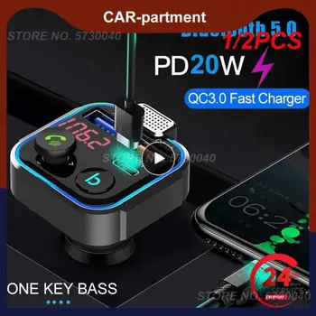 1/2 шт. Автомобильный Bluetooth 5,0 FM-передатчик Автомобильный MP3-плеер Большой Микрофон Двойной USB Быстрое Зарядное Устройство QC3.0 PD20W Автомобильная Электроника