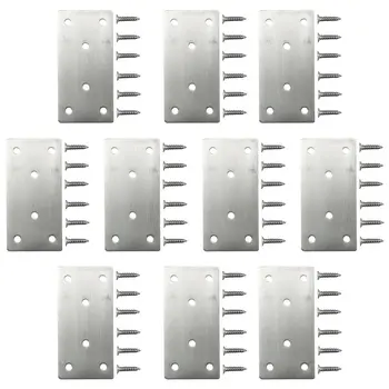10 Шт 4x2-дюймовые кронштейны 2x4 с винтами I-образный соединительный элемент кронштейна Угловой кронштейн из нержавеющей стали для крепления ламината