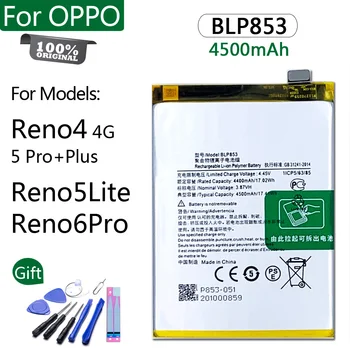 100% Оригинальный Аккумулятор BLP853 Для OPPO Reno4 4G Reno5lite Reno6Pro Reno5Pro + 4500 мАч Высококачественный Сменный Аккумулятор