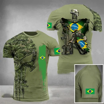 2023 Бразилия Мужские футболки Ветераны Топы с национальным флагом Летняя футболка с коротким рукавом Футболка с 3D-принтом Одежда большого размера
