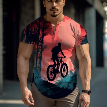 2023 Новая простая и удобная мужская футболка для фитнеса с 3D-принтом Cloud Top для езды по бездорожью с короткими рукавами и рисунком 2023 года
