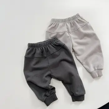 2023 Новые весенние детские хлопчатобумажные шаровары, свободные детские брюки, однотонные повседневные брюки для мальчиков и девочек, детские спортивные штаны, детская одежда
