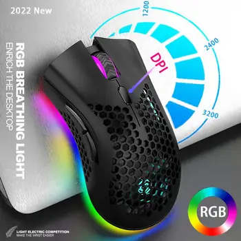 2023 Перезаряжаемая игровая мышь USB 2.4G Wireless RGB Light Honeycomb для настольных ПК Компьютеров ноутбуков портативных мышей Mause Gamer