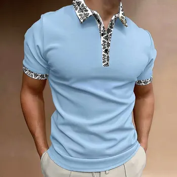 2023, новая модная мужская рубашка поло с однотонным принтом, рубашка свободного размера, мужская одежда, Летний повседневный уличный топ с коротким рукавом на каждый день.