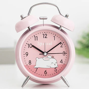 4-дюймовый Европейский винтажный ночник-будильник; Ретро металлический будильник; звенящий колокольчик; Прикроватные настольные часы с немой иглой.