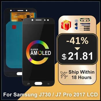 AMOLED Для Samsung Galaxy J730 LCD J730F J7 Pro 2017 ЖК-дисплей С Сенсорным Экраном и Цифровым Преобразователем В Сборе Для Samsung J7 2017 Display