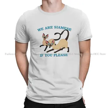 Camiseta de cuello redondo para hombre, camisa básica de gato siamés, nuevo diseño