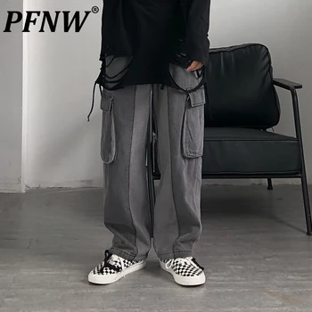 PFNW Весна-осень, новая мужская уличная одежда, винтажные джинсы в стиле пэчворк, приталенные карманы, прямые брюки Tide Daliy 28A0531