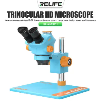 RL-M5T/PRO-B11 Тринокулярный Микроскоп С Непрерывным Увеличением 0.7-4.5X Микроскоп С Камерой для Ремонта Электронных Печатных Плат Телефона