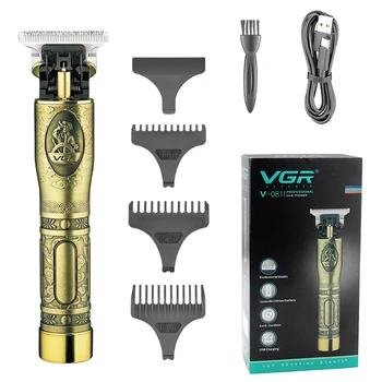 VGR Металлический беспроводной профессиональный триммер для стрижки бороды для мужчин Электрическая машинка для стрижки волос Перезаряжаемая машинка для стрижки волос