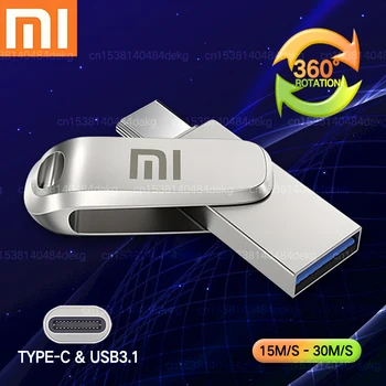 XIAOMI 2TB Металлический U-диск 2 В 1 OTG 1024GB 64GB Флэш-накопитель USB 3.1 512gb 256gb Флешки Memory Stick Type C Адаптер Подарки Новые