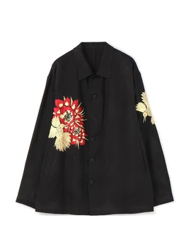 y-3 Куртка с вышивкой Колибри, негабаритное пальто Унисекс, yohji yamamoto, мужские черные топы, куртки Owens для мужчин, свободные и удобные