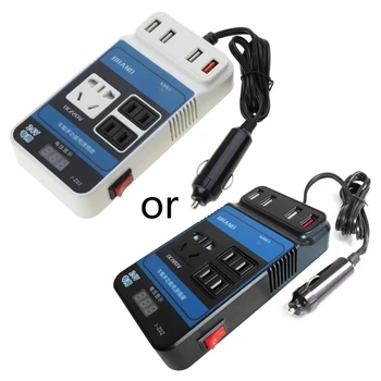 Автоматический инвертор питания от DC12V 24V до DC110V 220V Розетка Автомобильный преобразователь Домашний USB порт для зарядки телефона Инверторный адаптер