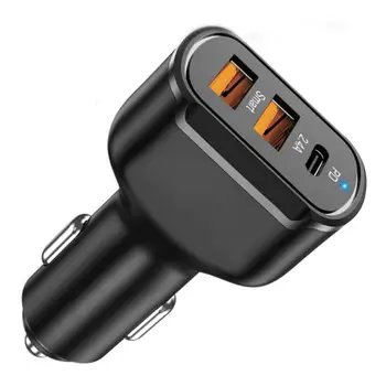 Автомобильное зарядное устройство USB C 30 Вт Автомобильное зарядное устройство Быстрая зарядка PD Быстрое автомобильное зарядное устройство USB Адаптер, совместимый с мини и металлом, для смартфонов, спорта