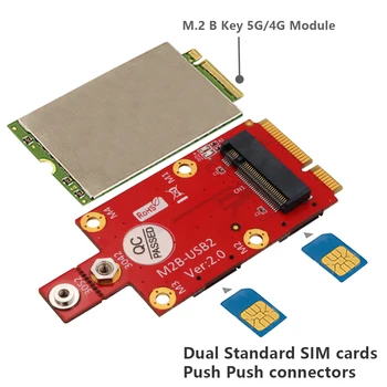 Адаптер M.2 Key B для Mini PCI-e с 2 Слотами для карт NANO SIM NGFF M2 для Mini PCI Express PCIe для модуля 3G 4G 5G