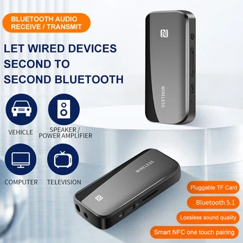 Беспроводной Bluetooth 5.1 Приемник Передатчик Aux Аудио Адаптер Ключ NFC TF Карта 3,5 мм Разъем Громкой Связи Для Телевизора ПК Динамик Автомобильный Комплект