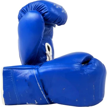 Боксерские перчатки Pro Fight на шнуровке - 8 унций - синий
