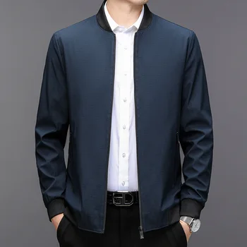 Брендовые пальто, мужская одежда, осенняя клетчатая однотонная мужская куртка с круглым вырезом, модная повседневная мужская куртка Regular Fit для деловой работы