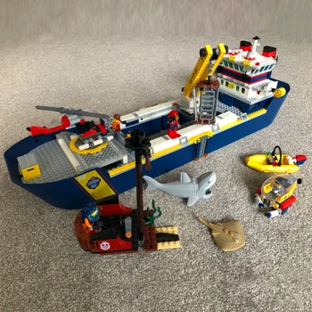 В НАЛИЧИИ 60266 Морское исследовательское судно Строительный блок Кирпичи Модель Городского океанского разведывательного корабля Игрушки для детей Подарки на День рождения