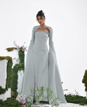 Вечерние платья AsaNagi без бретелек, расшитые бисером, С длинным рукавом, длиной до пола, Женское Винтажное платье для официальных мероприятий 2023 года.