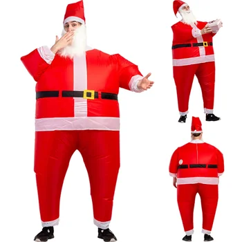 Взрослый Надувной костюм Санта Клауса Косплей Рождественский Аниме Маскарадный костюм Снеговик Надувные Карнавальные Костюмы Комбинезон для всего тела