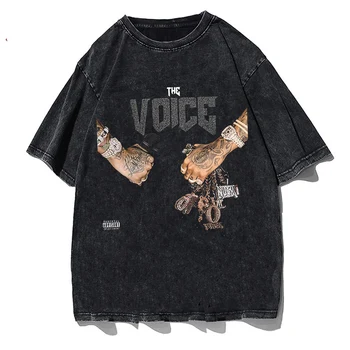 Винтажная выстиранная футболка, Повседневная уличная одежда в стиле хип-хоп, графическая футболка, Летняя Повседневная хлопковая футболка унисекс Оверсайз с круглым вырезом
