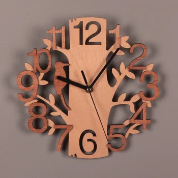 Двухслойные Трехмерные настенные часы с птицей, Бытовые деревянные креативные настенные часы, Настенные часы, современный дизайн, часы для домашнего декора