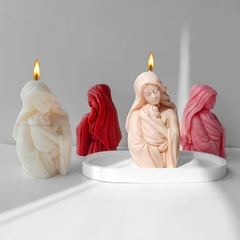 Дева Мария Держит Детскую Свечу Силиконовые формы для мыла ручной работы с ароматом гипса, смолы, Орнамента, Формы для изготовления свечей.