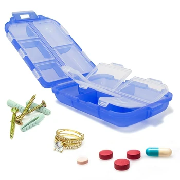 Дорожный органайзер для таблеток, портативный футляр для таблеток, 10 ячеек, футляр для таблеток, органайзер для лекарств, коробочка для таблеток для сумочки, дорожный контейнер для таблеток