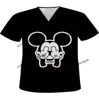 Женская одежда с V-образным вырезом, Женская футболка Disney с коротким рукавом и карманом, Женская одежда Y2k, Топы, Traf 2023, Женские летние футболки