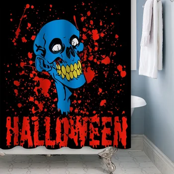 Занавески для душа с изображением Черепа и призрака на Хэллоуин, занавески для ванной с крючками, легко подвешиваемые из водонепроницаемой полиэфирной ткани