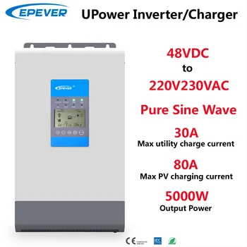 Инвертор EPEVER UPower от 48 В до 220 В 230 В Включает в себя Универсальное зарядное устройство 30A и солнечный контроллер заряда MPPT 80A с интерфейсом RS485