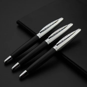 Классический дизайн Шариковая ручка с металлическим роликом из углеродного волокна для деловых мужчин, Фирменная Подарочная ручка для письма, купить 2 подарка для отправки