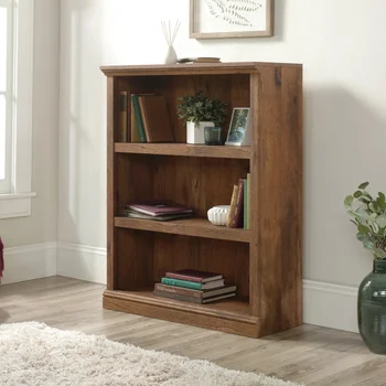 Книжный шкаф Sauder для разного хранения, 3 полки, Винтажная дубовая отделка мебели, Классические Книжные шкафы в классическом стиле