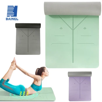 Коврик для йоги из натурального каучука с утолщенной линией положения 8 мм Коврик для спорта и фитнеса из TPE для домашних упражнений и путешествий на свежем воздухе