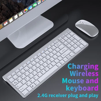 Комбинированная беспроводная клавиатура и мышь Bluetooth 5.0 и 2.4G, мини мультимедийная клавиатура и мышь для портативных ПК, телевизора, iPad, Macbook, Android
