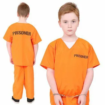 Костюм взрослого заключенного Оранжевый комбинезон заключенного Наряд тюремщика на Хэллоуин Оранжевый костюм заключенного Мужской тюремный комбинезон Костюм