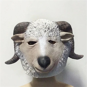 Латексная маска барана, овцы, животного, вечеринка на ферме, косплей, маска для всей головы животного-козы, Маскарадный костюм на Хэллоуин, головной убор для вечеринки