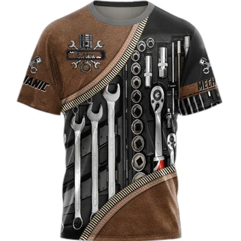 Летняя модная мужская футболка 2022 с персонализированным названием Mechanic, топы с 3D принтом по всему телу, футболки унисекс, уличная повседневная спортивная футболка