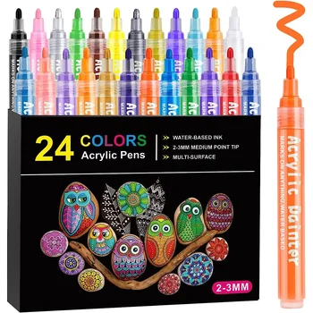 Малярные ручки, Акриловые маркеры 24 цвета, набор водонепроницаемых ручек для наскальной живописи, Принадлежности для рукоделия, Керамическая Стеклянная кружка, Металл, дерево