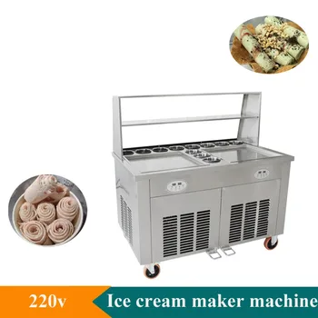 Машина для жарки льда Коммерческий Автоматический Жареный Йогурт Интеллектуальная машина для приготовления жареного молока / фруктов Устройство для приготовления рулетов для мороженого