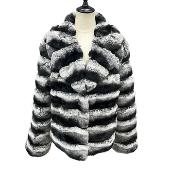 Модное Зимнее женское короткое пальто из шиншиллы 2023 года из натурального меха кролика Рекс, теплая толстая Роскошная верхняя одежда, женская куртка из натурального меха QQ5748