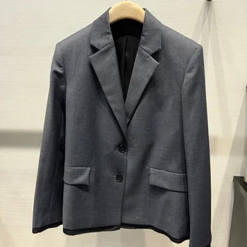 Модный офисный женский пиджак 2023, Весеннее Элегантное женское пальто с длинным рукавом, Летний Повседневный женский блейзер с отложным воротником