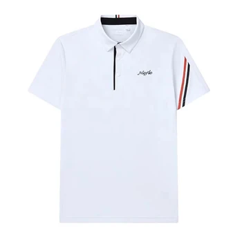 Мужская летняя спортивная рубашка поло для гольфа с коротким рукавом, эластичная футболка из джерси, впитывающая пот, быстросохнущая дышащая повседневная одежда