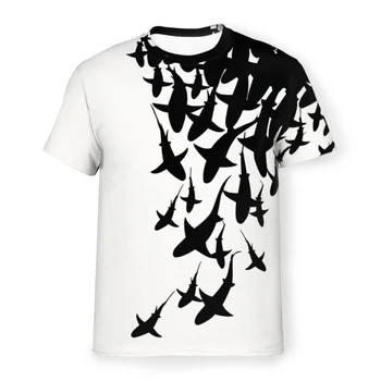 Мужская футболка из полиэстера Shark, мягкая летняя тонкая футболка Fish, высокое качество, новый дизайн
