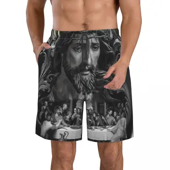 Мужские пляжные шорты Jesus Christ Resurrection, Быстросохнущий купальник для фитнеса, Забавные уличные 3D шорты