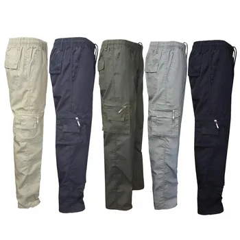 Мужские хлопковые брюки-карго с эластичным поясом, повседневные длинные брюки Little L с эффектом памяти