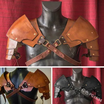 Мужской средневековый костюм, доспехи, аксессуар для косплея, винтажный готический Рыцарь-Воин, Наплечная упряжь из искусственной кожи, Нагрудный ремень