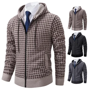 Мужской цельный свитер-кардиган, осенне-зимний модный тренд для мужчин, повседневная корейская версия, утеплитель на молнии, норковый бархат s