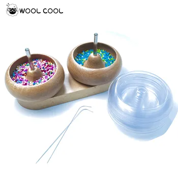 Набор чаш для плетения бисера Wool Cool с 4 чашами для быстрой замены, 2 иглами для вышивания бисером с большими ушками, мелкий бисер, изготовление ювелирных изделий